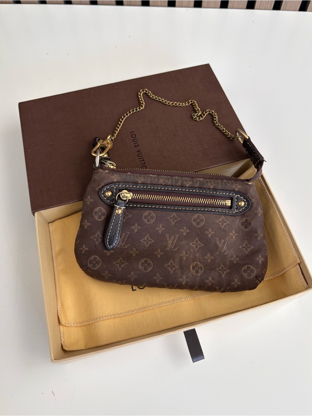 Auth VTG LOUIS VUITTON Mini Lin Pochette